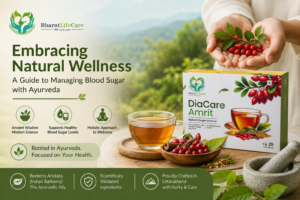 DiaCare Amrit Ayurvedic herbal tea for natural blood sugar management by Bharat Life Care, Almora, Uttarakhand.